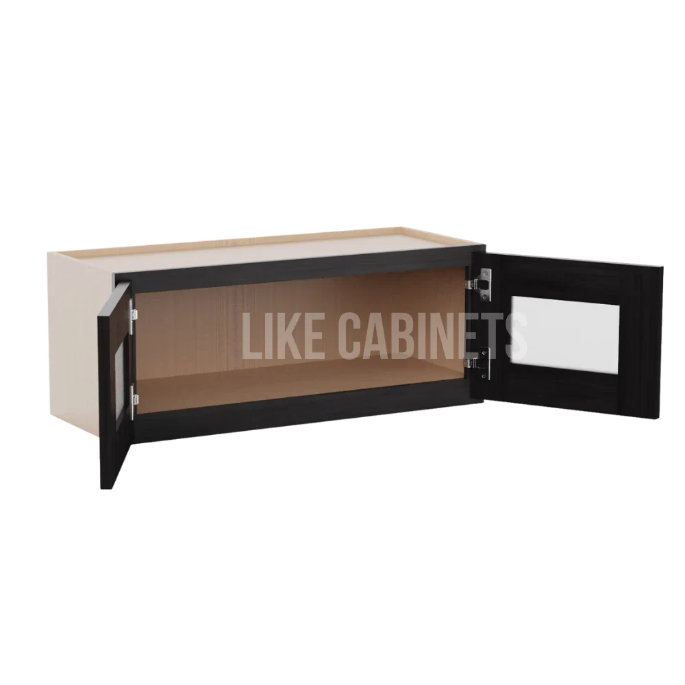 Smokey Ash 18'' H Double Door Wall Cabinet with Glass Doors