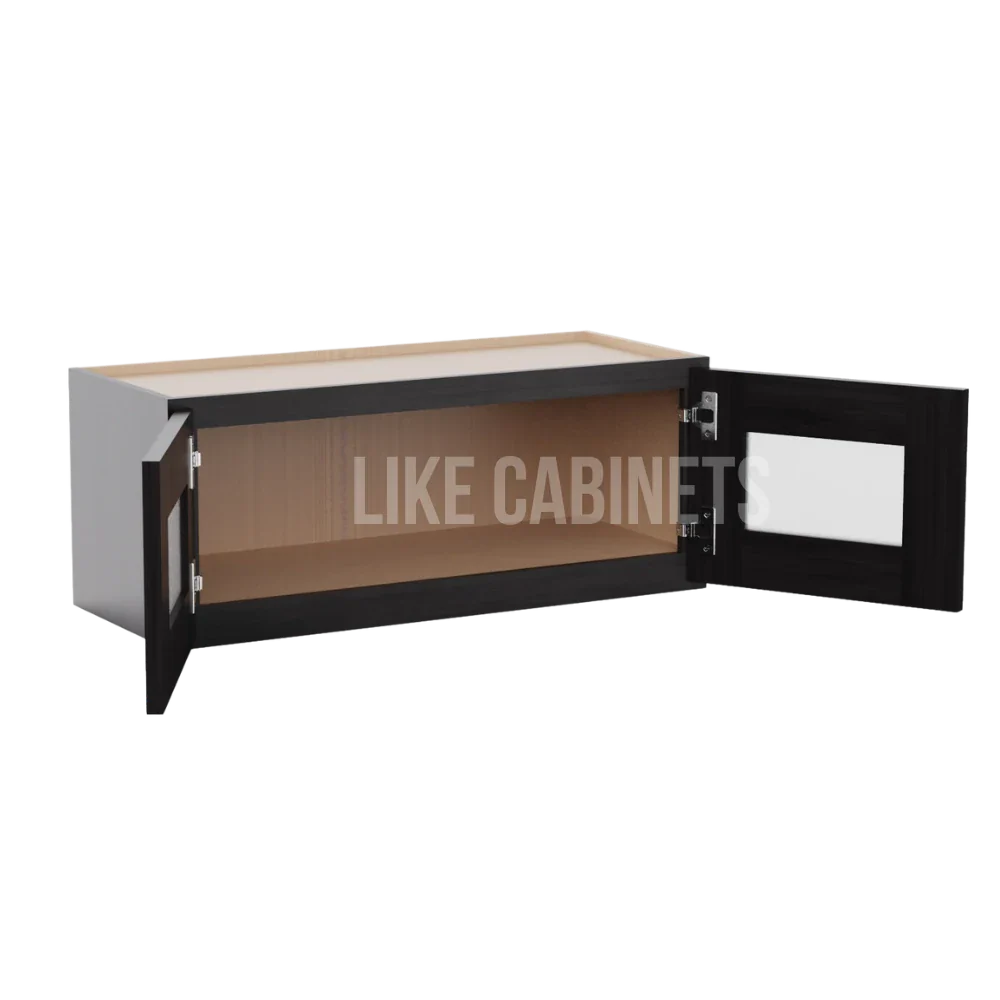 Smokey Ash 18'' H Double Door Wall Cabinet with Glass Doors