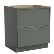 Slim Aston Green Two Drawer Base