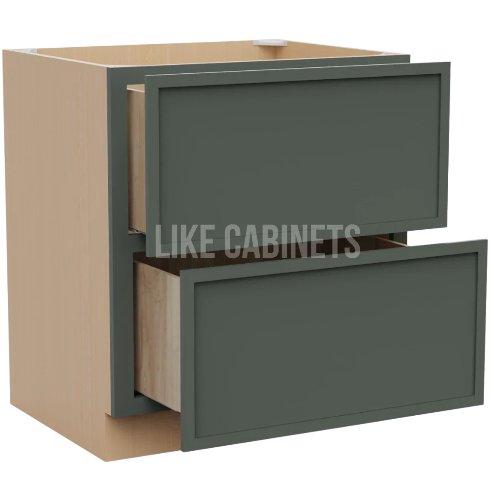 Slim Aston Green Two Drawer Base