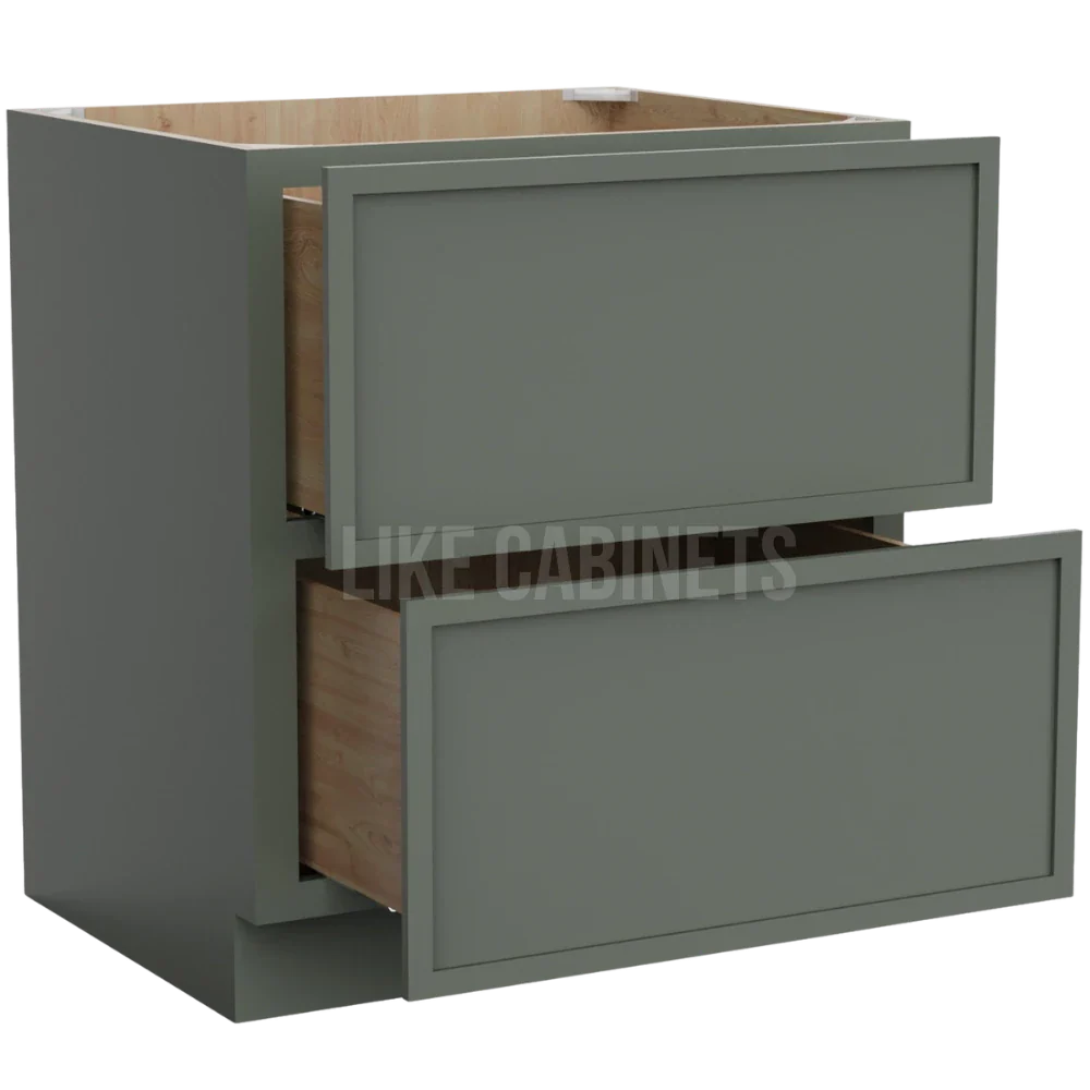 Slim Aston Green Two Drawer Base