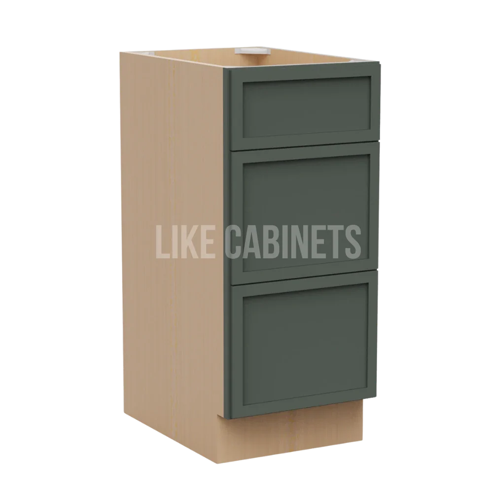 Slim Aston Green Vanity Three Drawer Base Cabinet