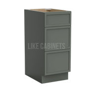 Slim Aston Green Vanity Three Drawer Base Cabinet