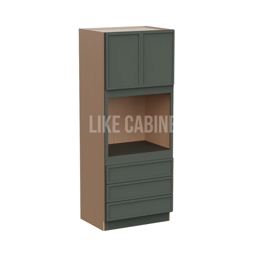 Slim Aston Green 33'' W Double Door Oven Pantry Cabinet with Three Drawers