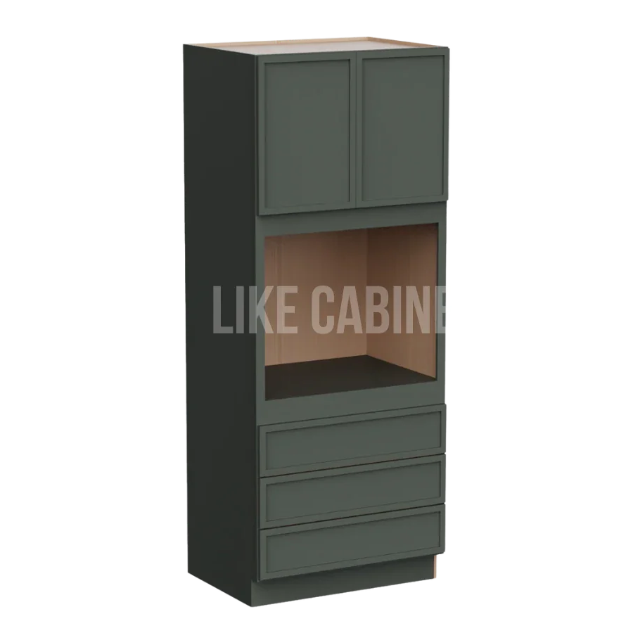 Slim Aston Green 33'' W Double Door Oven Pantry Cabinet with Three Drawers