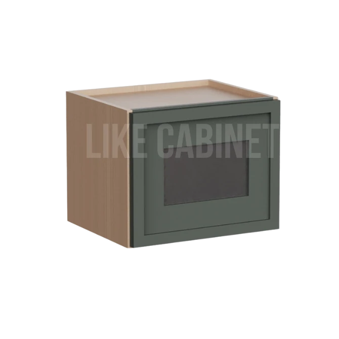 Slim Aston Green 15'' H Single Door Wall Cabinet Glass Door