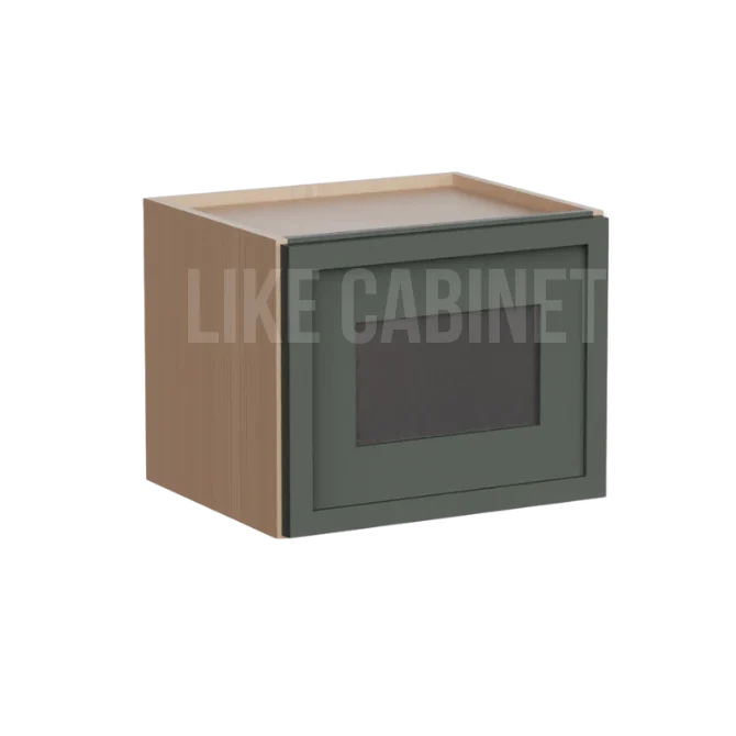 Slim Aston Green 12'' H Single Door Wall Cabinet Glass Door