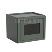 Slim Aston Green 15'' H Single Door Wall Cabinet Glass Door