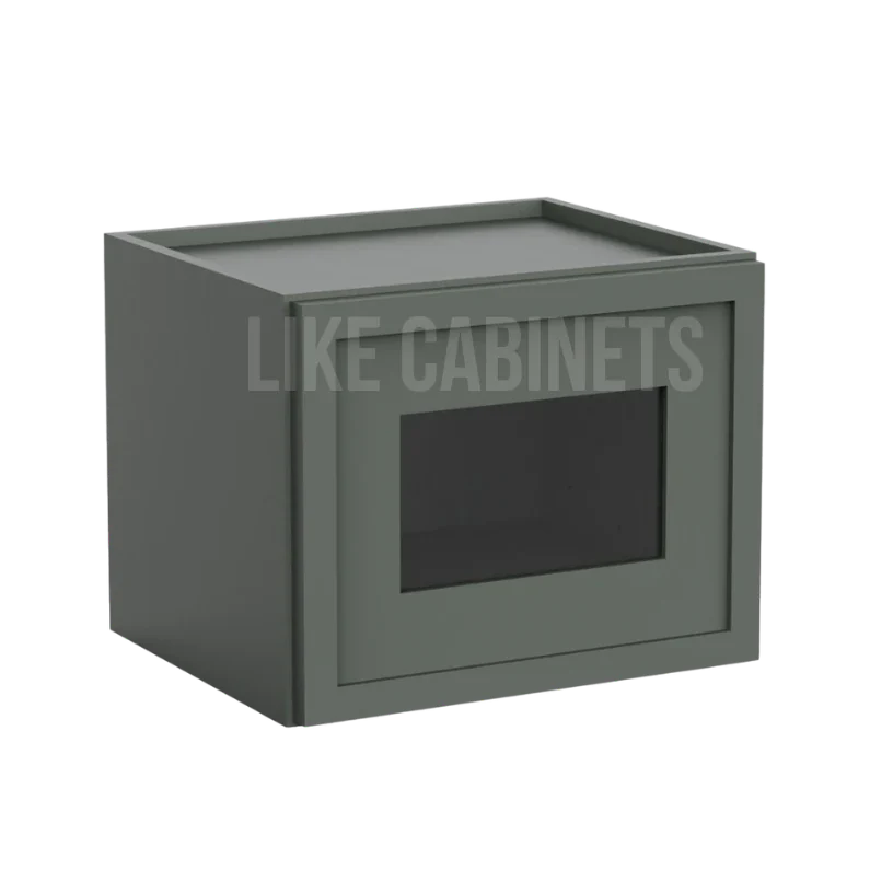 Slim Aston Green 12'' H Single Door Wall Cabinet with Glass Door