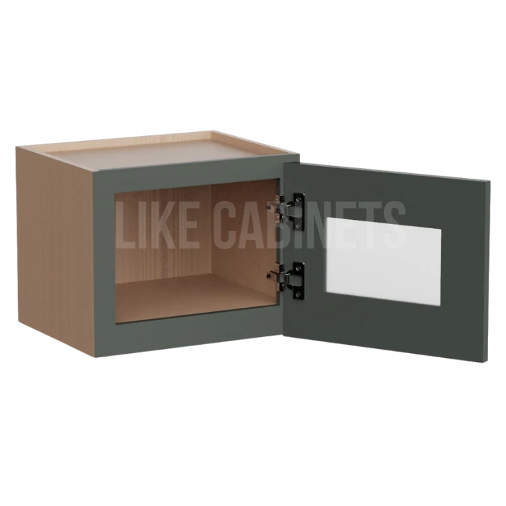 Slim Aston Green 15'' H Single Door Wall Cabinet Glass Door