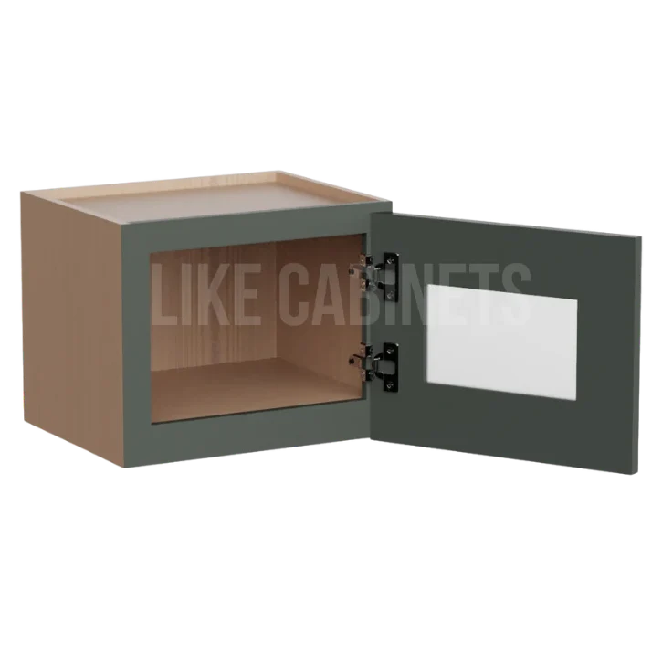 Slim Aston Green 12'' H Single Door Wall Cabinet Glass Door