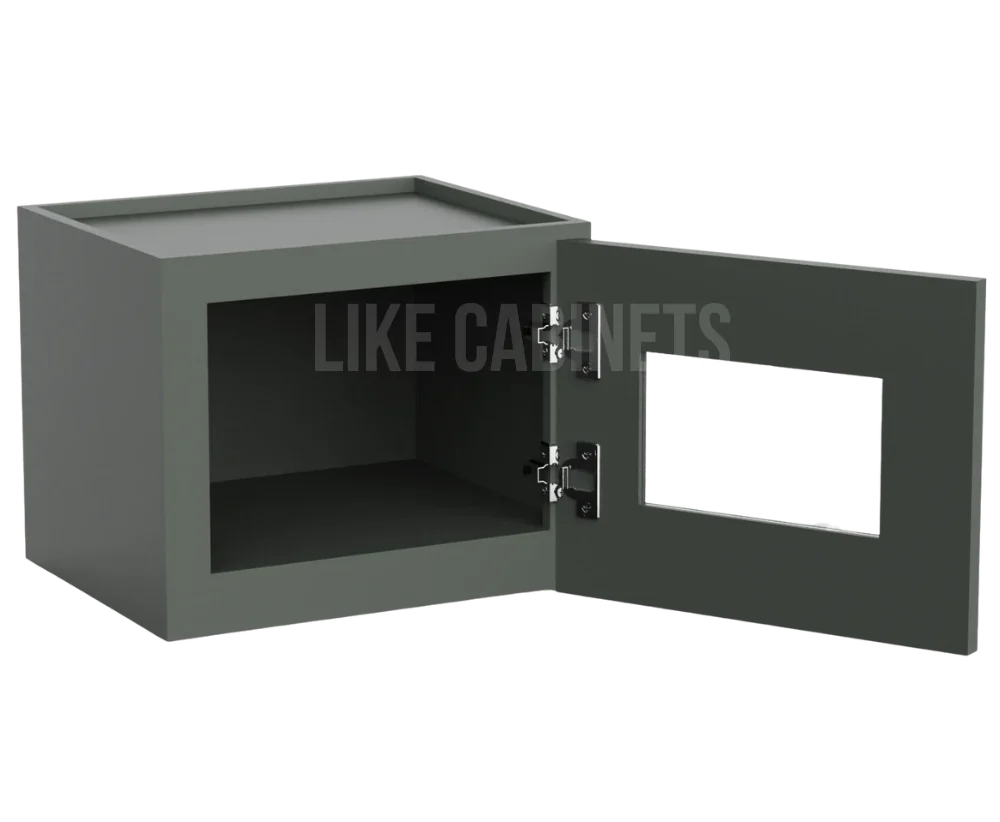 Slim Aston Green 12'' H Single Door Wall Cabinet with Glass Door