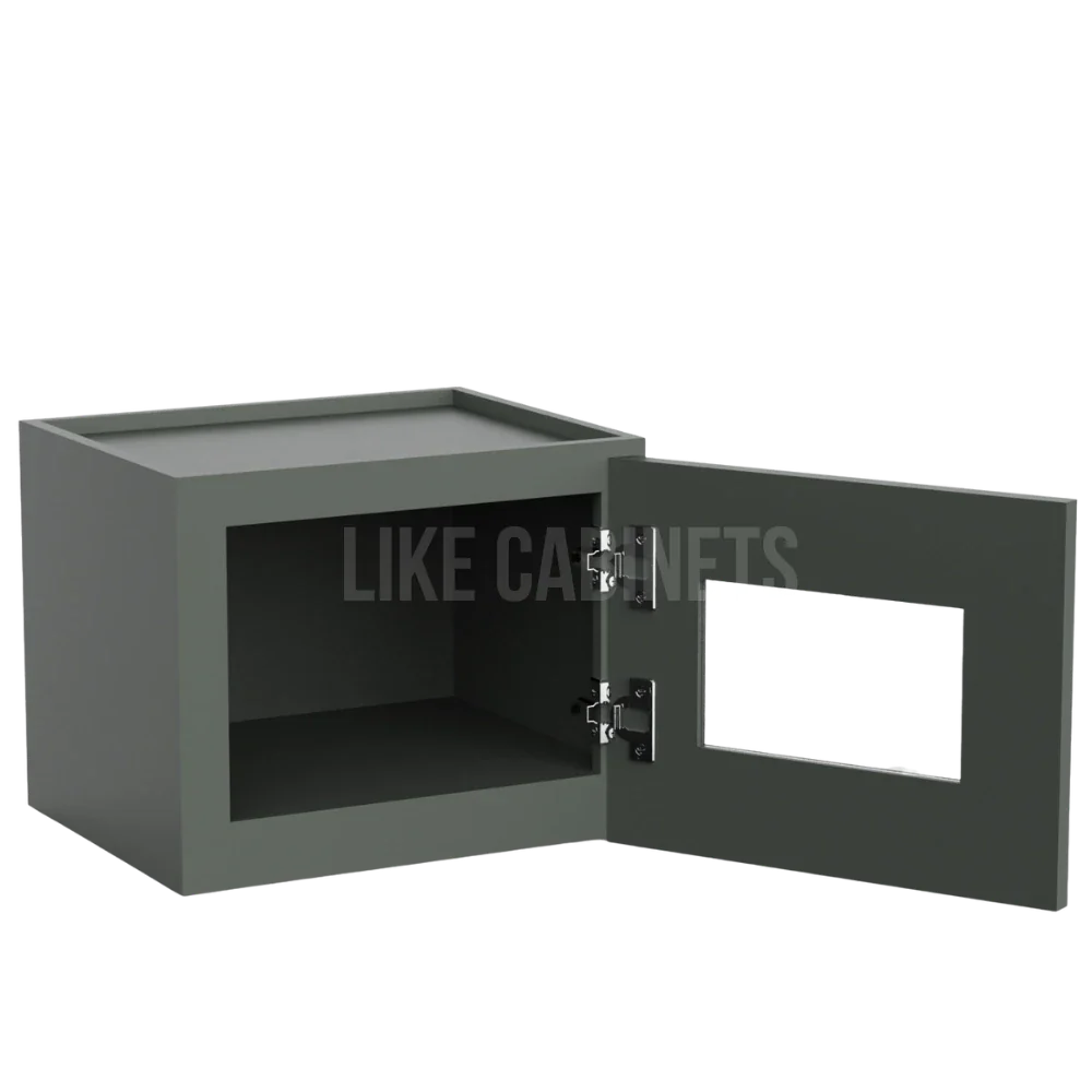 Slim Aston Green 12'' H Single Door Wall Cabinet with Glass Door