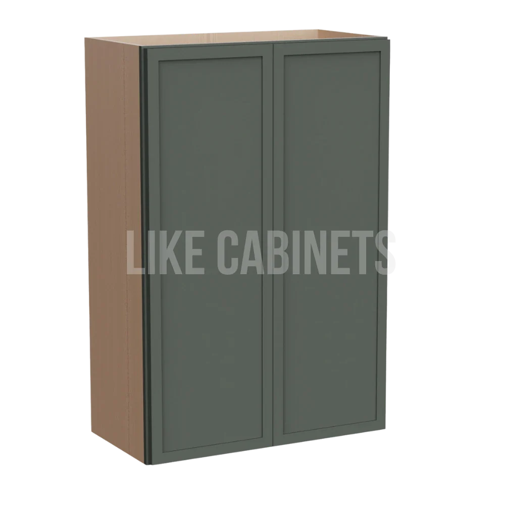 Slim Shaker Green Double Door Wall Cabinets- 36''H, 12''D