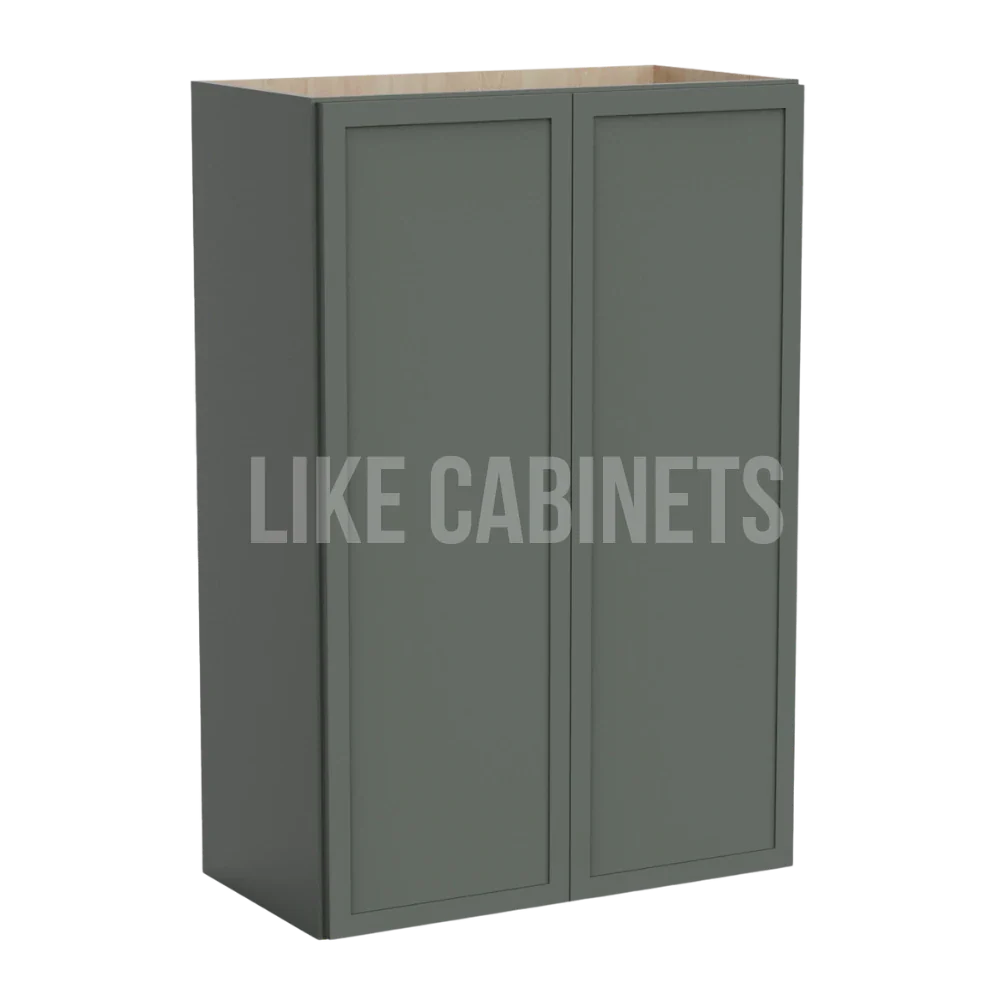 Slim Shaker Green Double Door Wall Cabinets- 36''H, 12''D