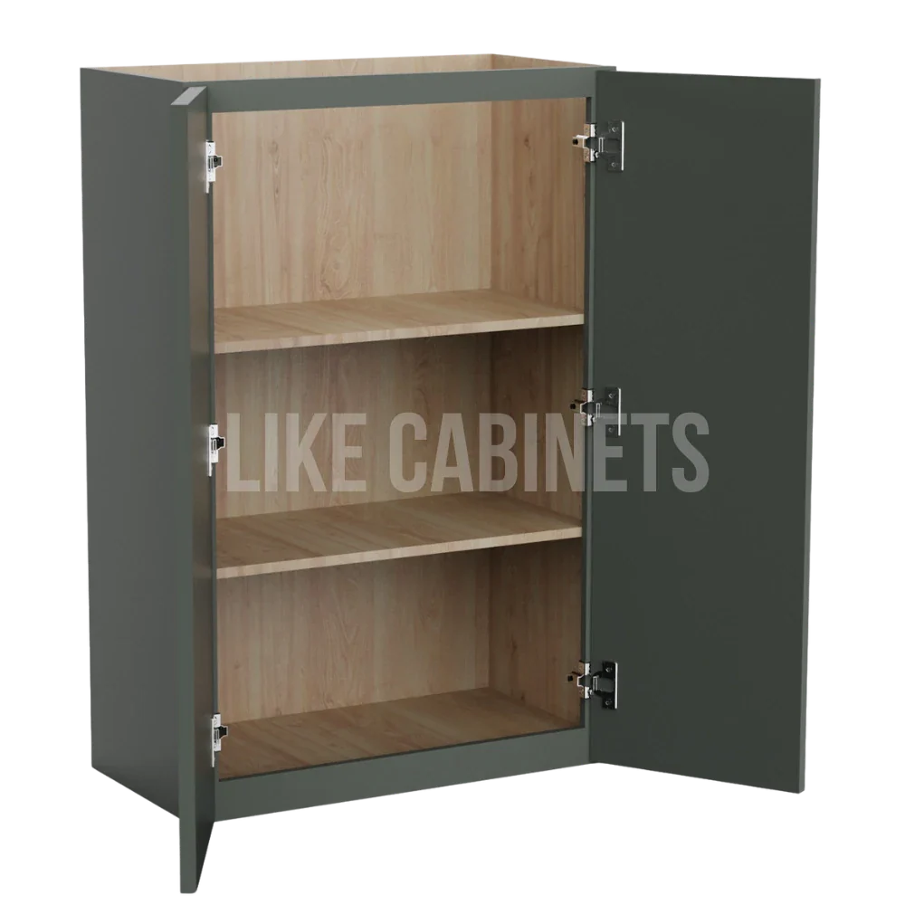 Slim Shaker Green Double Door Wall Cabinets- 36''H, 12''D