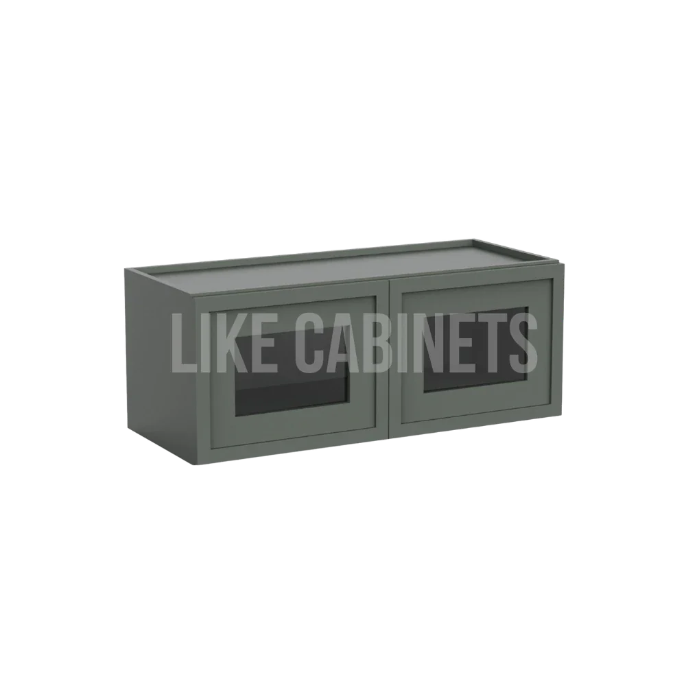 Slim Aston Green 18'' H Double Door Wall Cabinet with Glass Doors