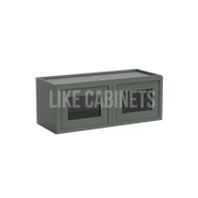 Slim Aston Green 18'' H Double Door Wall Cabinet with Glass Doors