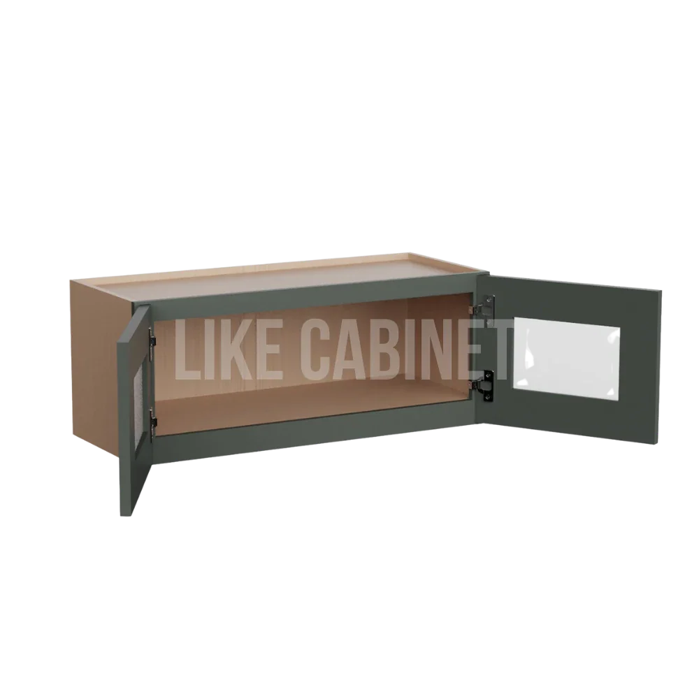 Slim Aston Green 18'' H Double Door Wall Cabinet with Glass Doors