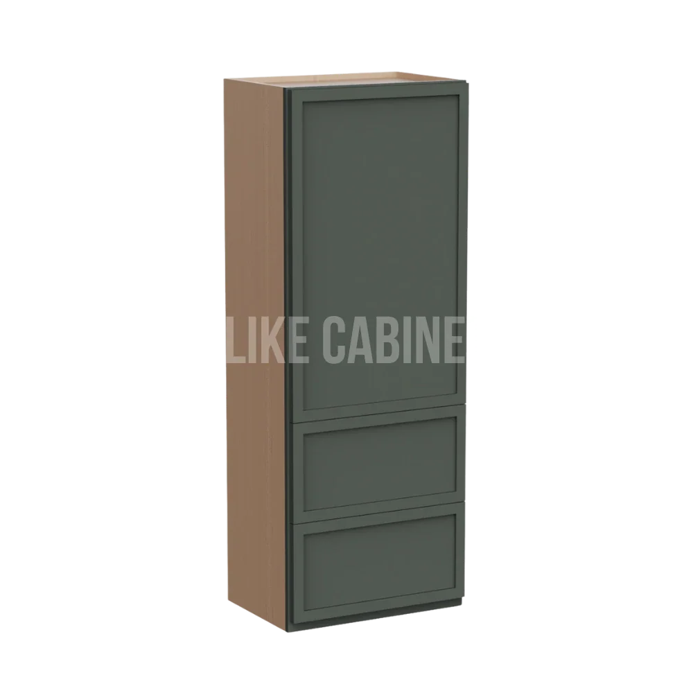 Slim Aston Green 18''W Wall Cabinets With 2 Drawers