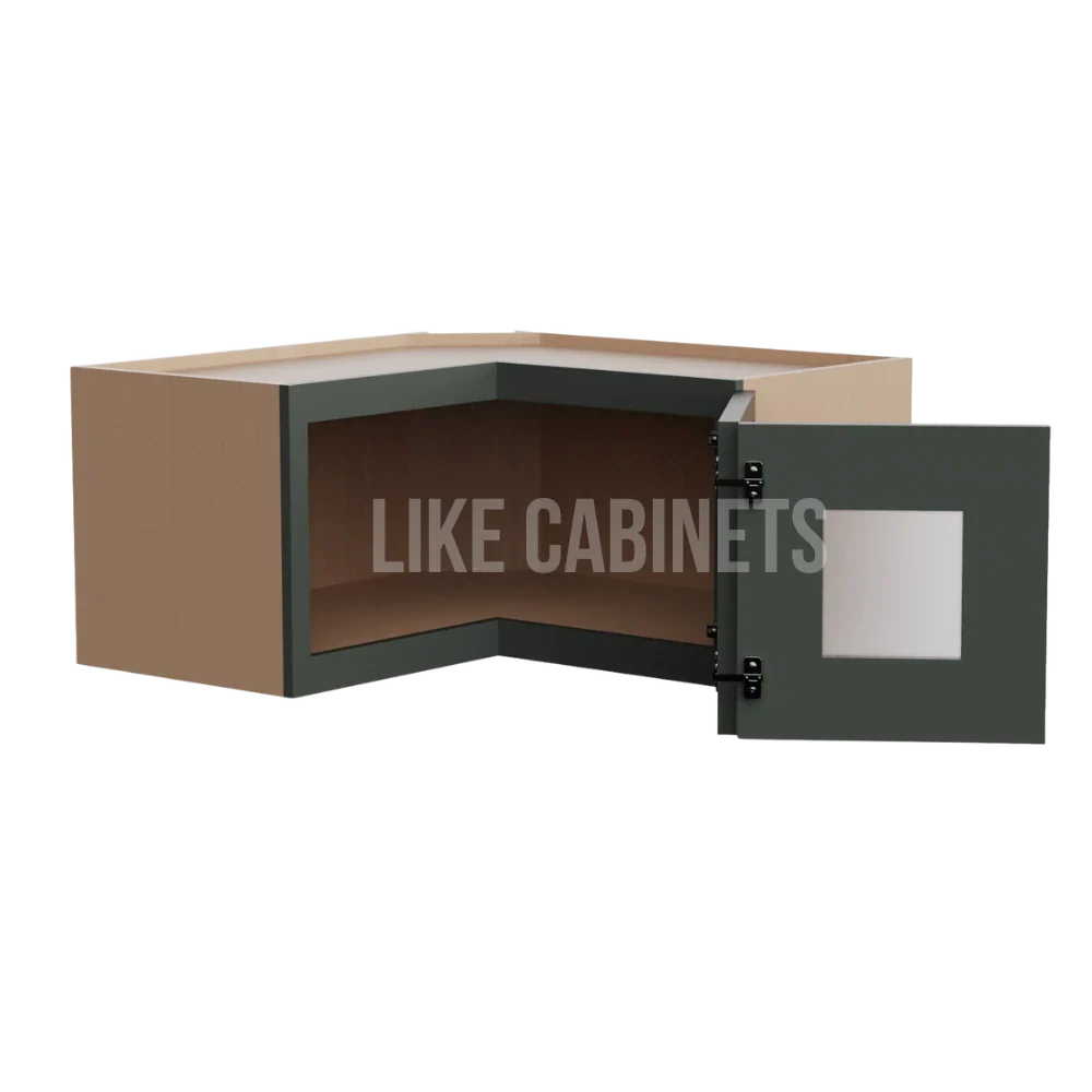 Slim Aston Green Easy Reach Wall Cabinet with Glass Door