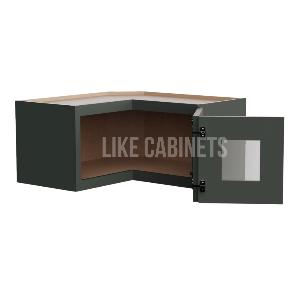 Slim Aston Green Easy Reach Wall Cabinet with Glass Door