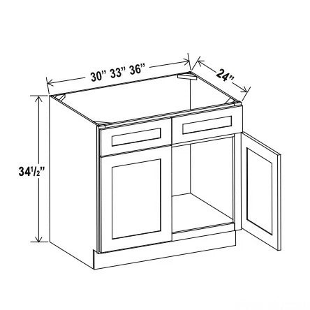 Expresso Shaker Sink Base With Double Doors and False Drawers