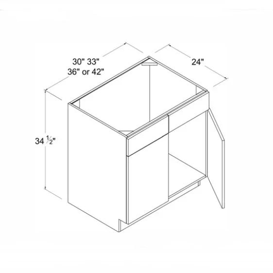 High Gloss Gray Sink Base With Double Doors and False Drawers