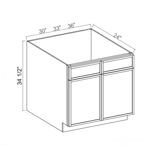 Slim Aston Green Sink Base With Double Doors and False Drawers