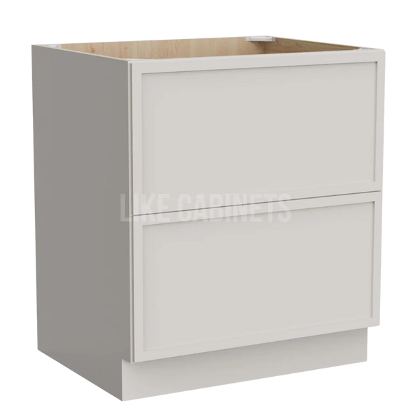 Dove White Slim Shaker Two Drawer Base | RTA Kitchen Cabinet