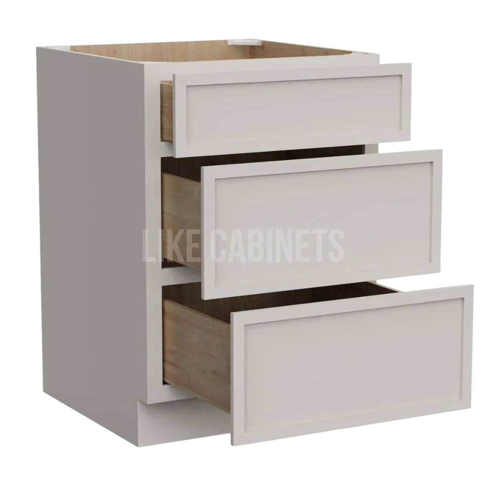 Slim Dove White Three Drawer Base