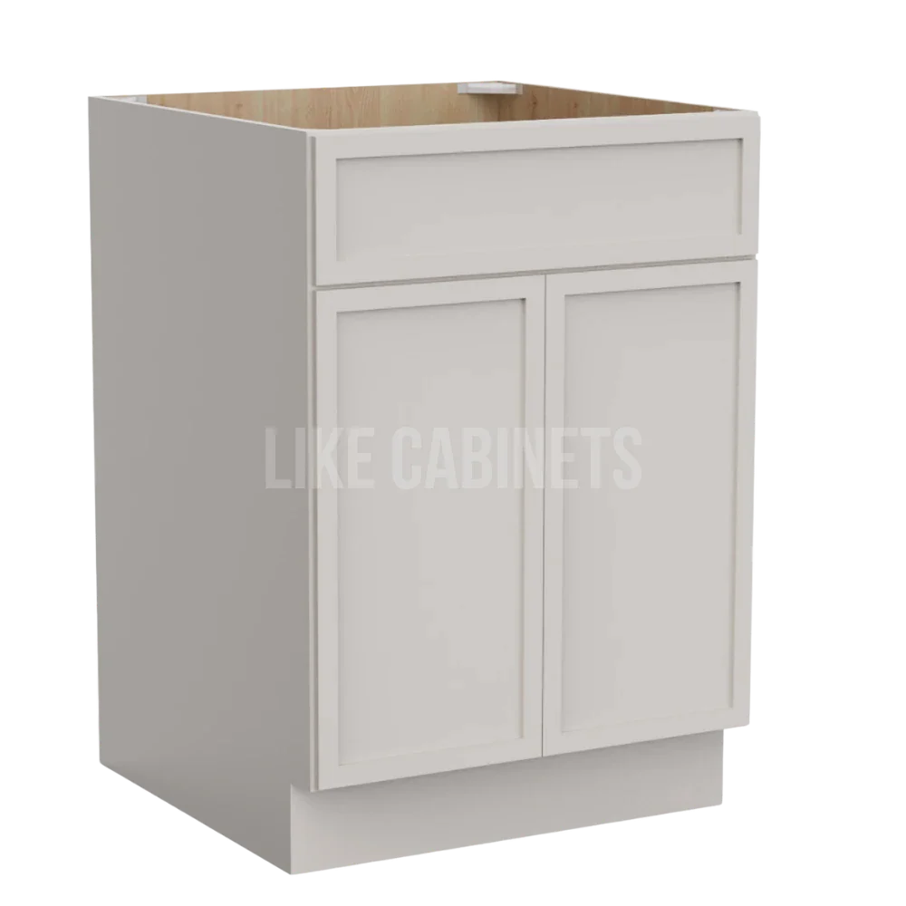Slim Dove White Base Cabinet with Double Doors & Single Drawer