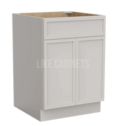 Slim Dove White Base Cabinet with Double Doors & Single Drawer