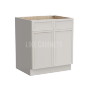 Slim Dove White Base Cabinet with Double Doors and Drawers
