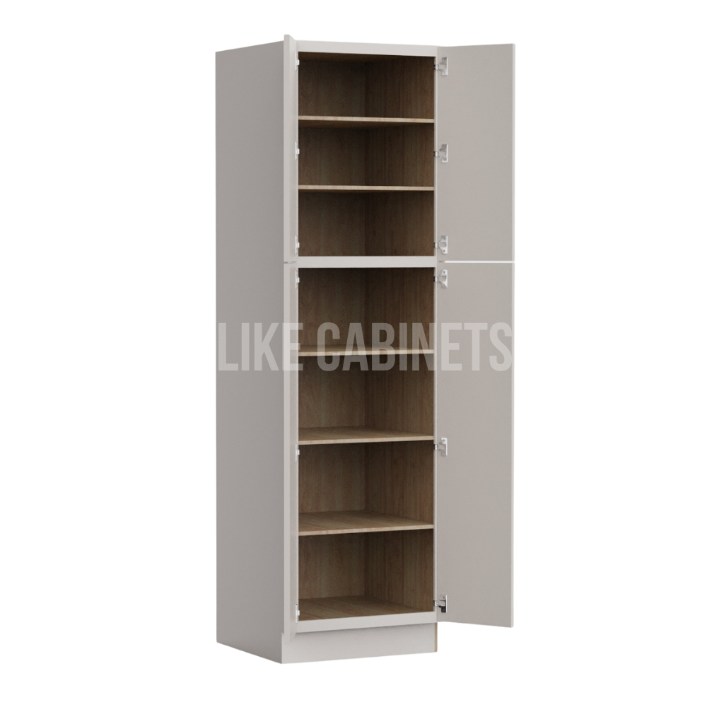 Slim Dove White 24'' W Two Double Door Utility Pantry Cabinet