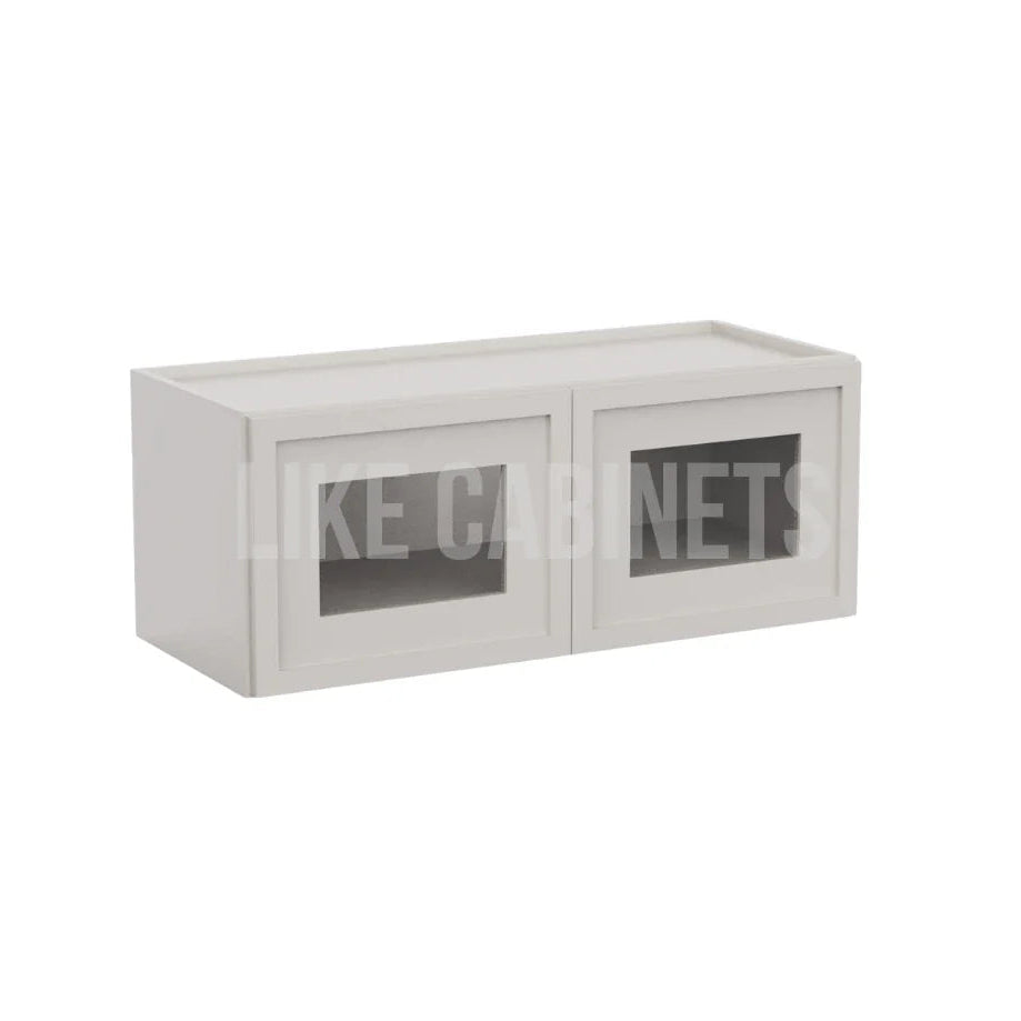 Slim Dove White Shaker 15'' H Double Door Wall Cabinet with Glass Doors
