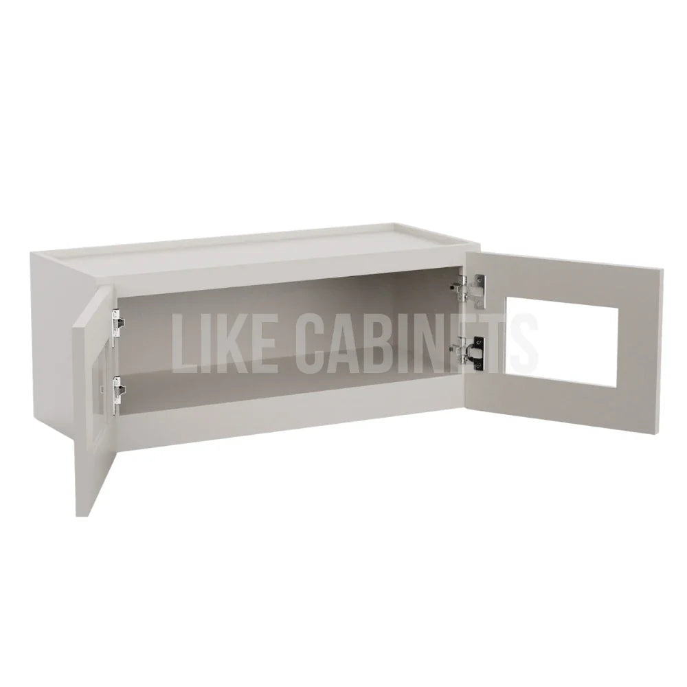 Slim Dove White Shaker 15'' H Double Door Wall Cabinet whit Glass Doors