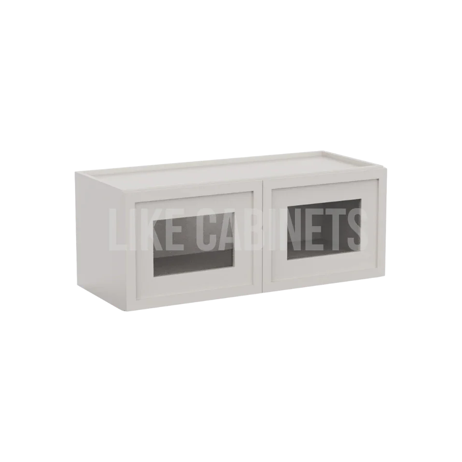 Slim Dove White 18'' H Double Door Wall Cabinet with Glass Doors