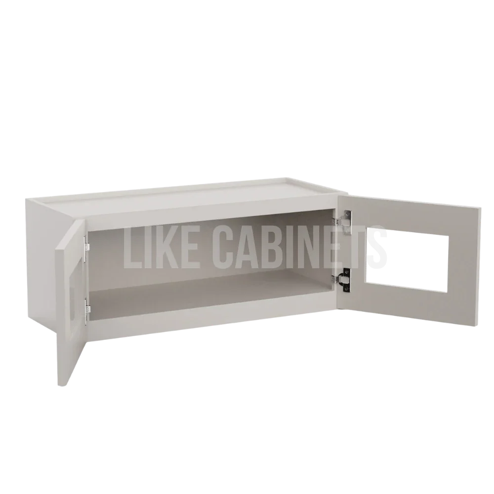 Slim Dove White 18'' H Double Door Wall Cabinet with Glass Doors