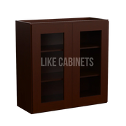 Shaker Espresso 30'' H Double Door Wall Cabinet with Glass Door