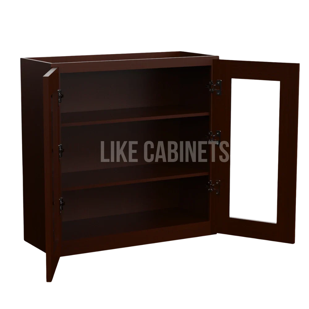 Shaker Espresso 30'' H Double Door Wall Cabinet with Glass Door