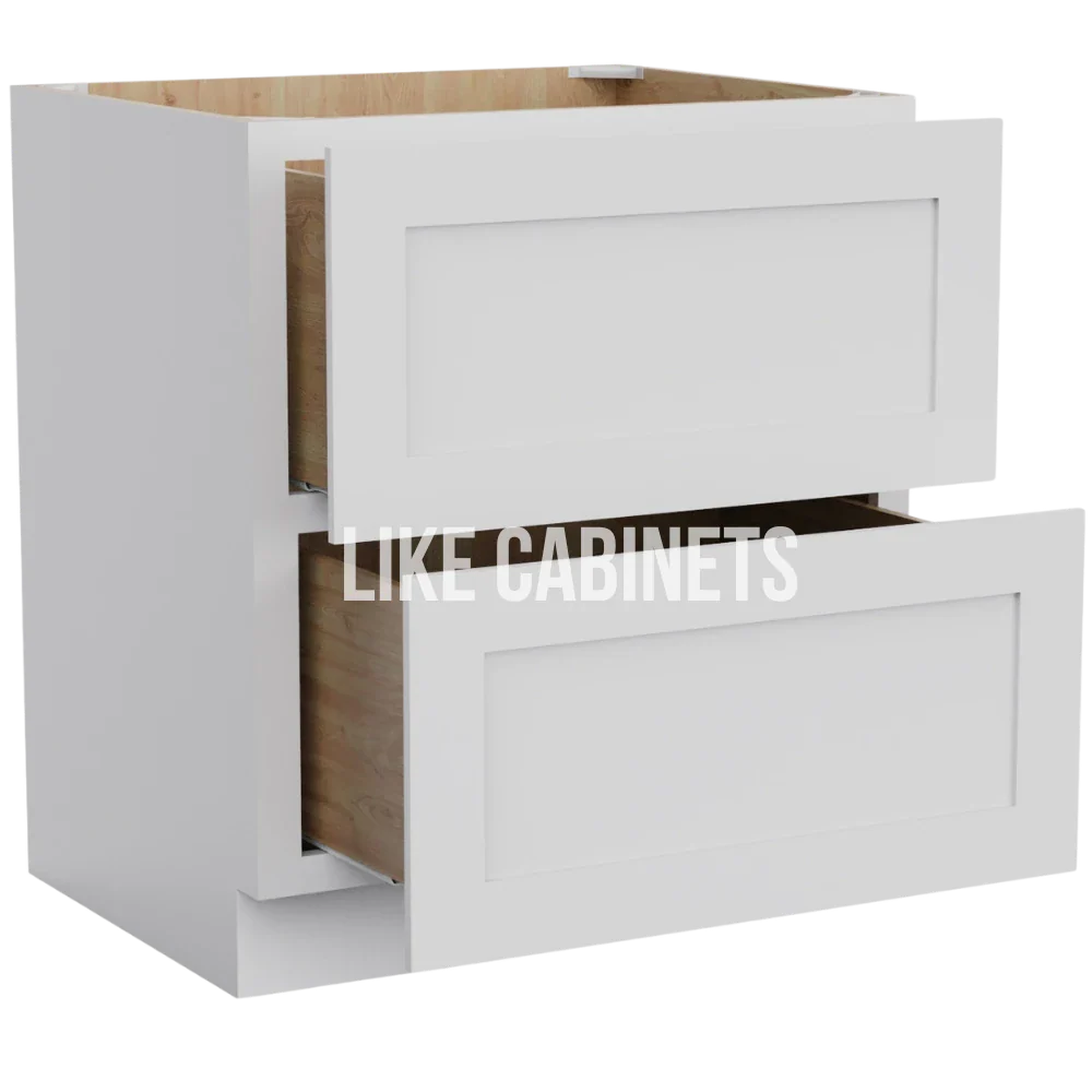 White Shaker Two Drawer Base