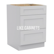White Shaker Three Drawer Base Cabinet