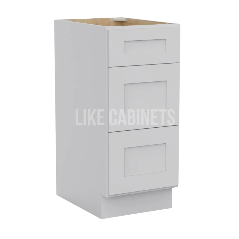 White Shaker Vanity Three Drawer Base Cabinet