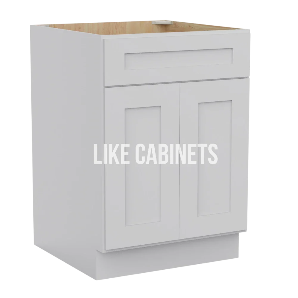 White Shaker Base Cabinet with Double Doors & Single Drawer