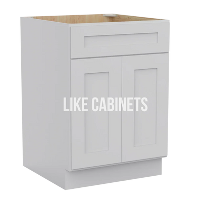 White Shaker Base Cabinet with Double Doors & Single Drawer