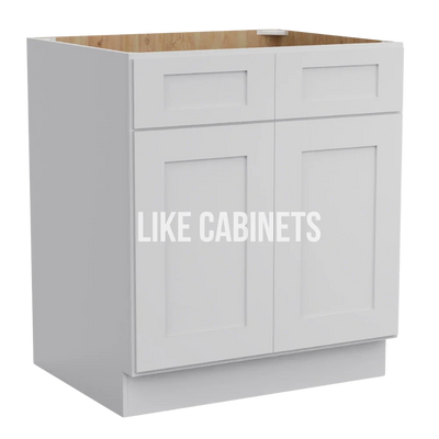 White Shaker Base Cabinet with Double Doors and Drawers