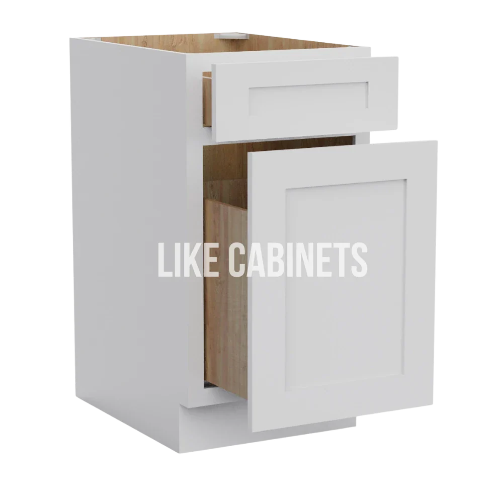 White Shaker Trash Base Cabinet