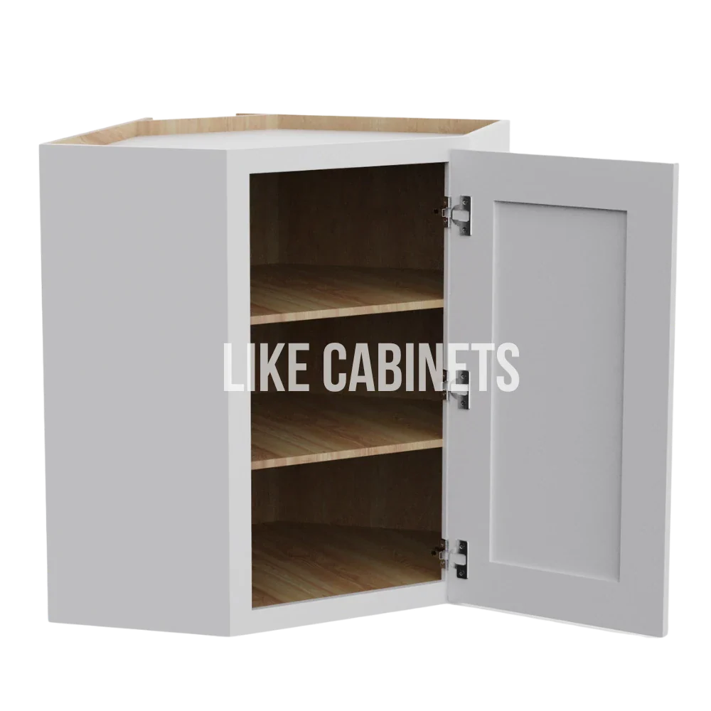 White Shaker 24'' W Diagonal Corner Wall Cabinet