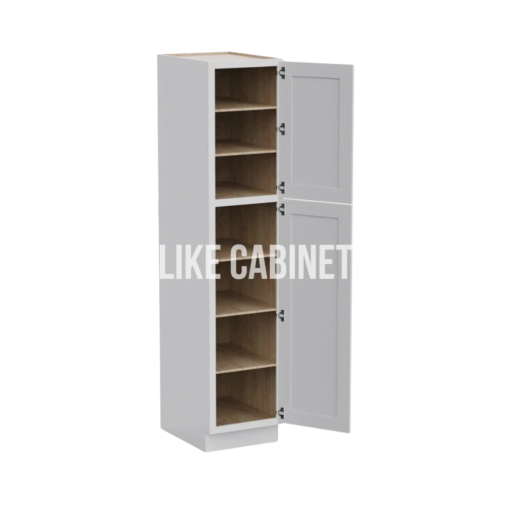White Shaker 18'' W Two Single Door Utility Pantry Cabinet